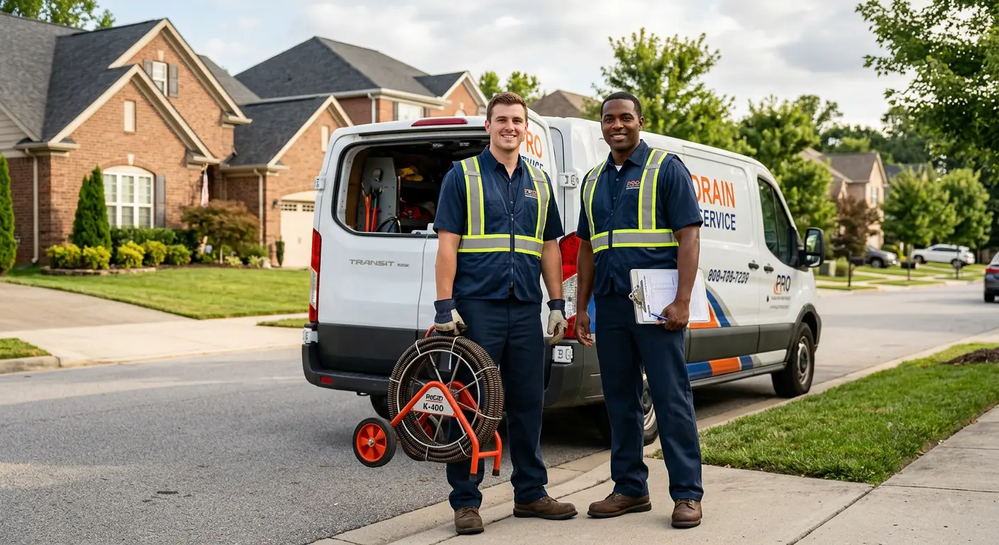 Sewer and drain service team with equipment ready for work in Harker Heights