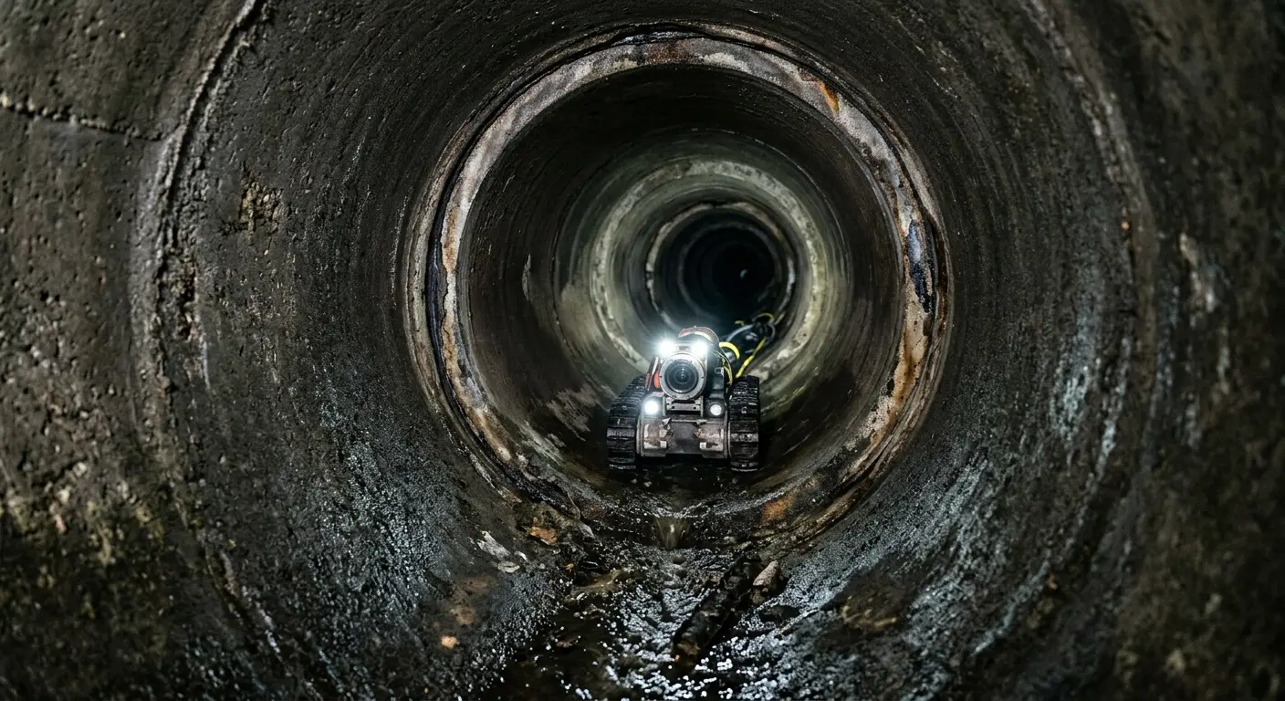 Robotic sewer camera inspecting pipe interior for Drain Snake Service in Harker Heights